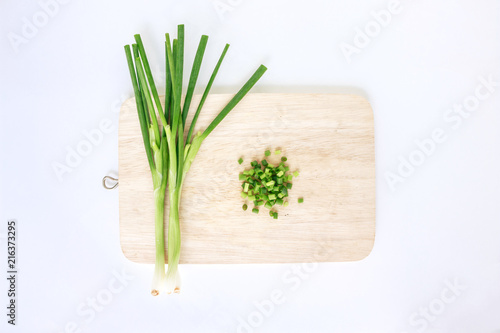 green onion vegetable cutting board nature food on cutting board background