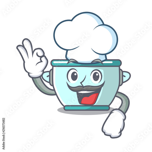 Chef steel pot character cartoon
