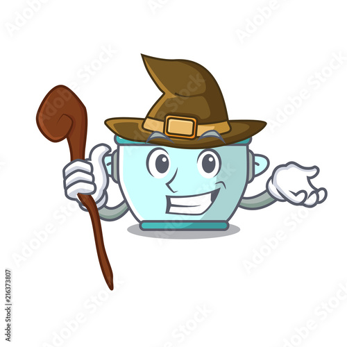Witch steel pot mascot cartoon