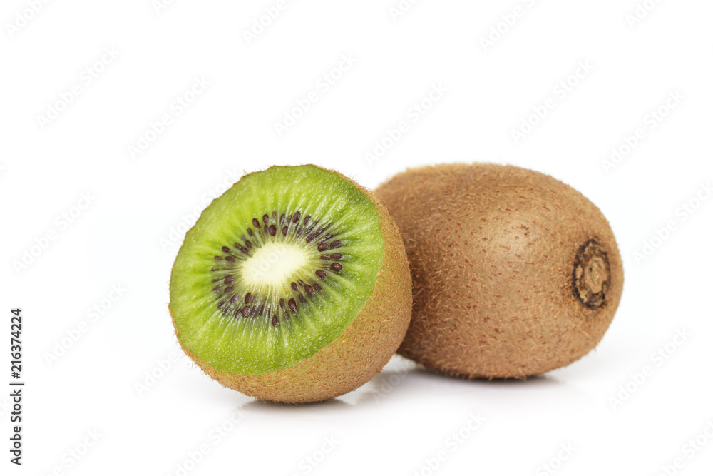 Obraz premium kiwi fruit sliced vegetarian organic healthy nature on white background