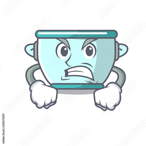 Angry steel pot mascot cartoon