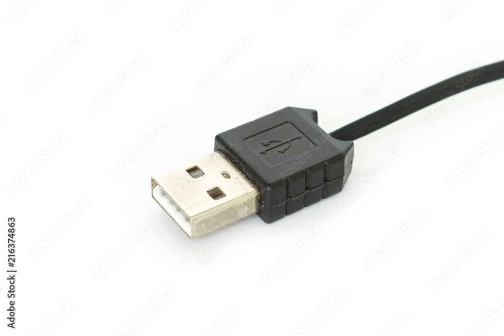 usb charger black technology phone connect on white background usb charger black technology phone connect on white background