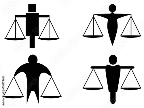 abstract man holding scales justice icon logo 