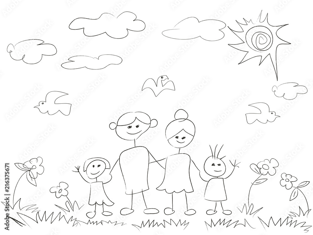 doodle happy family background