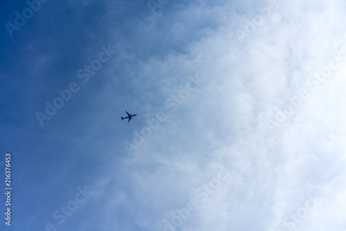 Airplane on blue sky