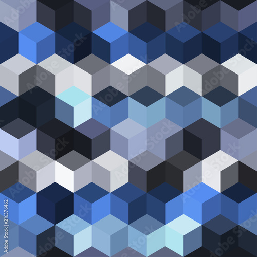 Hexagon grid seamless vector background. Bright polygons with bauhaus corners geometric graphic design. Trendy colors hexagon cells pattern for game ui. Hexagonal shapes modern backdrop.