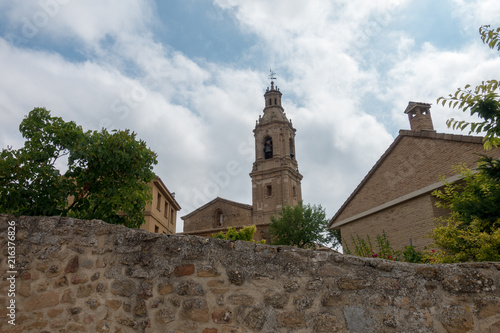 Church and bell tower of Villamayor on the road to Santiago