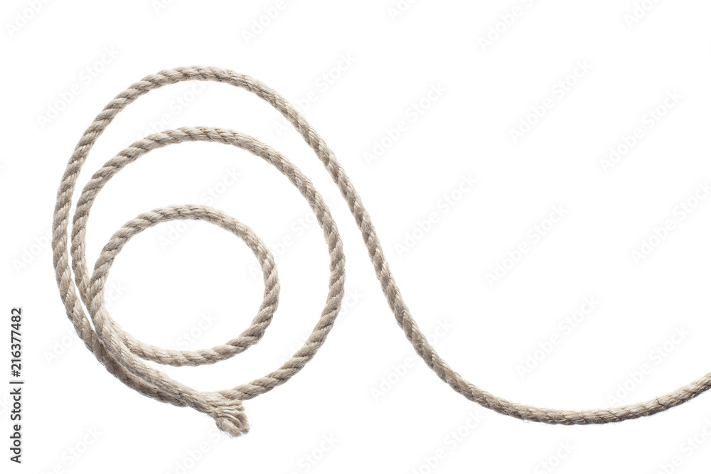 Curled rope, isolated on white background