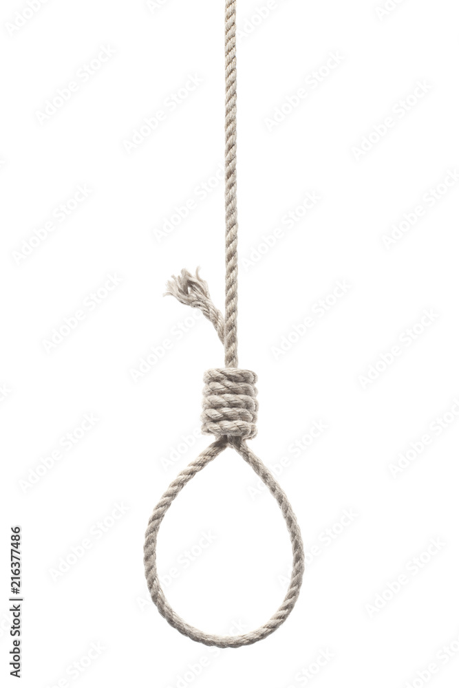 Rope loop for hanging, isolated on white background Rope loop for hanging, isolated on white background