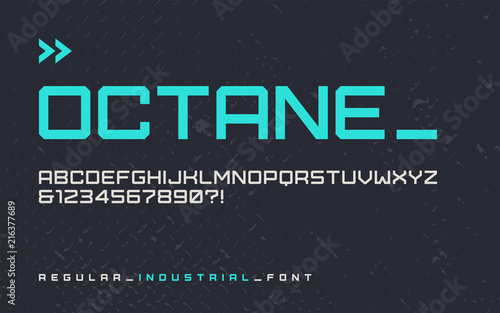 Vector regular industrial style display font, modern blocky type