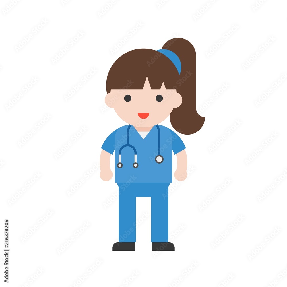 Nurse, Cute character healthcare staff, flat design Nurse, Cute character healthcare staff, flat design