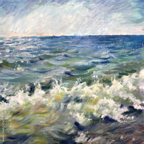 Drawing of big sea waves