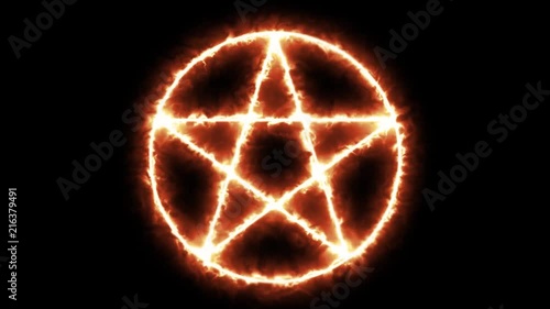 Pentacle Icon Burning/
Animation of a pentagram icon burning with hell flames and heat distortion photo