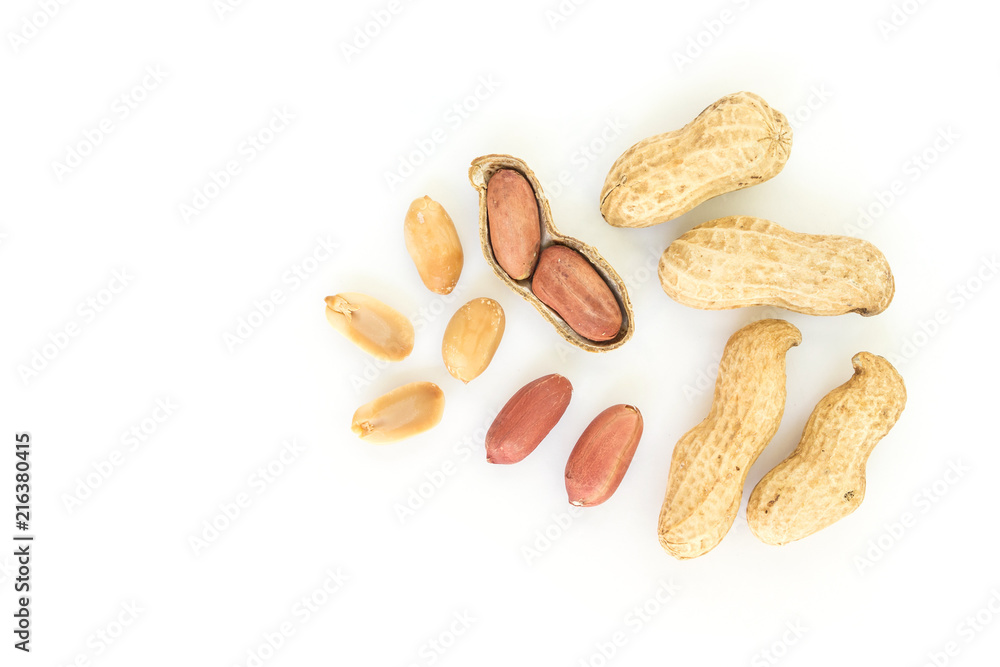 peanut pile top view on white background peanut pile top view on white background
