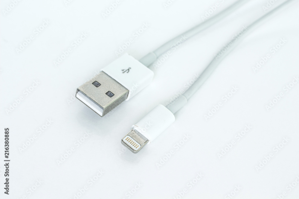usb cable port charger on white background usb cable port charger on white background