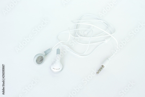 earbuds or earphones on white background