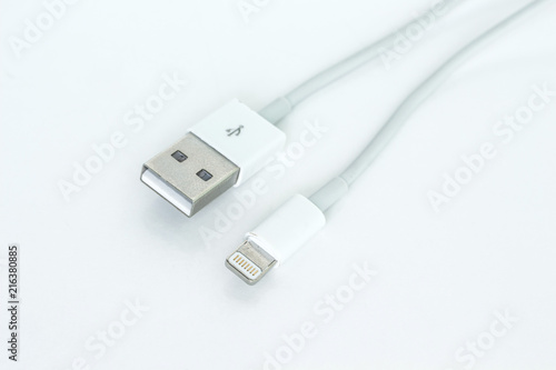 usb cable port charger on white background