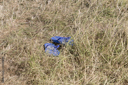 Pair of slippers in grass photo
