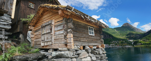 Bilde på lerret old fisherman's cottage , Geiranger, Norway