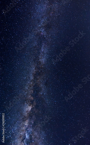 Milky Way Galaxy with stars and space dusts. soft focus and noise due to long expose and high iso.