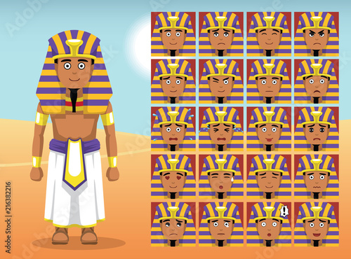 Pharaoh Cartoon Emotion faces Vector Illustration