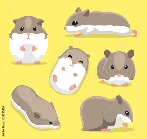 Cute Hamster Poses Cartoon Vector Illustration