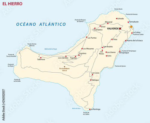 Vector road map of Canary Island gran el hierro