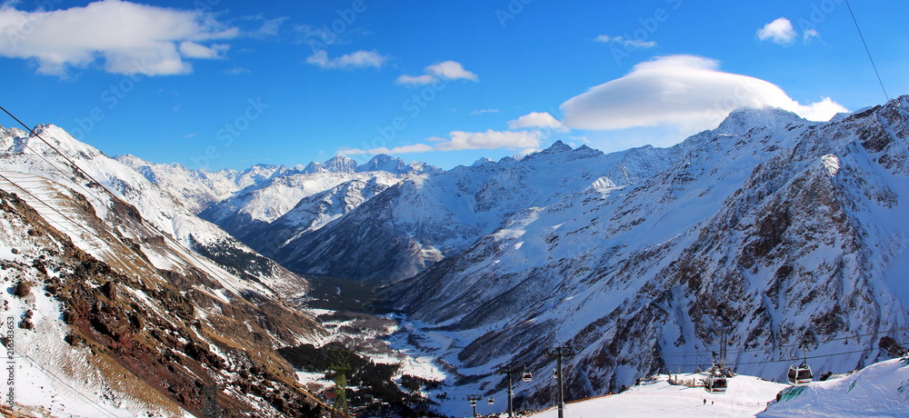 The snowy peaks of the Caucasus Mountains Elbrus