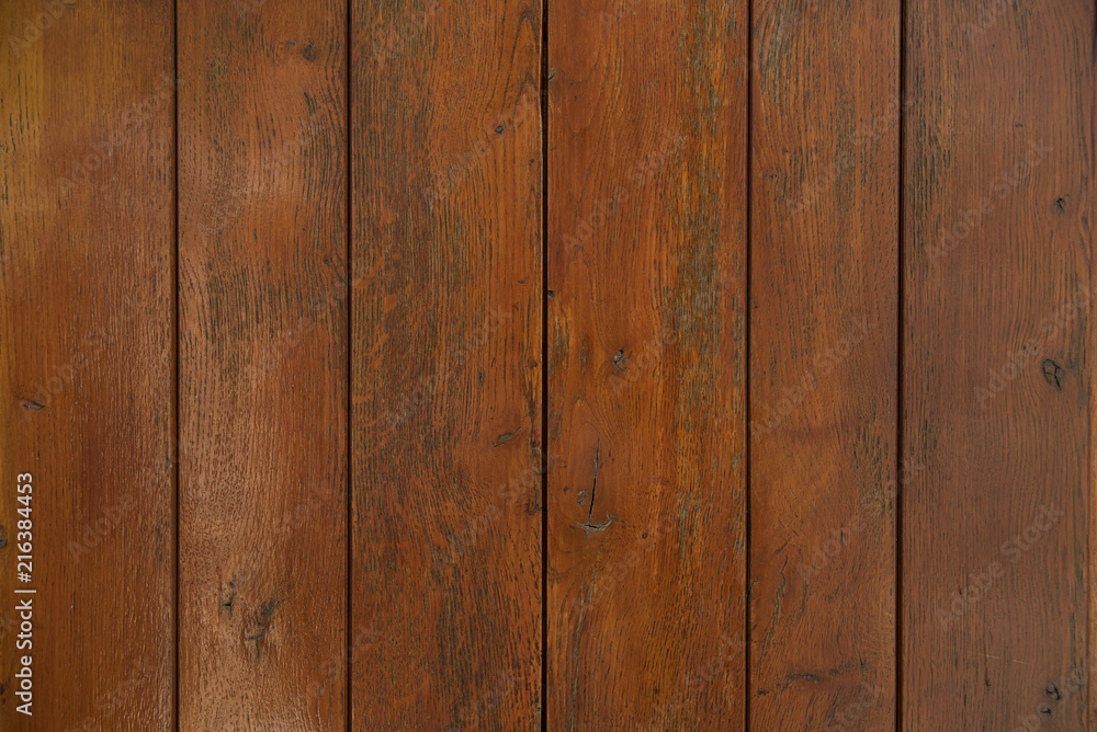 Naklejka premium Rough brown wooden texture, background. Wooden wall, surface. Wooden pattern