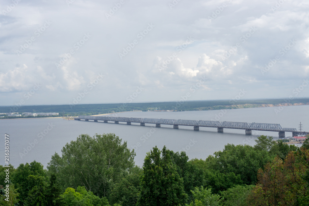 The Imperial Bridge across the Volga гiver, Ulyanovsk, Russia.