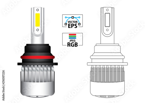Car LED headlight bulb vector illustration