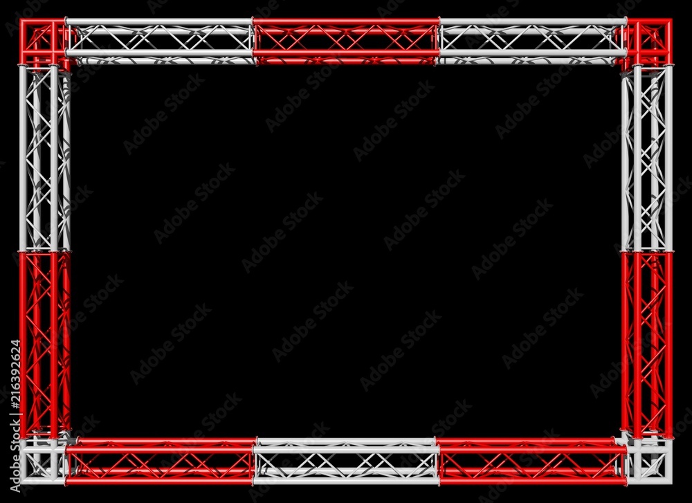 Decorative frame. Red and white spatial construction in the form of a ...