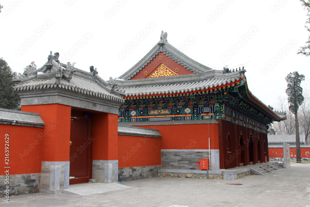 Zhengjue Temple architecture landscape in Old summer palace ruins park, Beijing, China