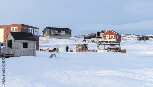 Colourful houses in the tiny inuit village of Oqaatsut in west Greenlamd