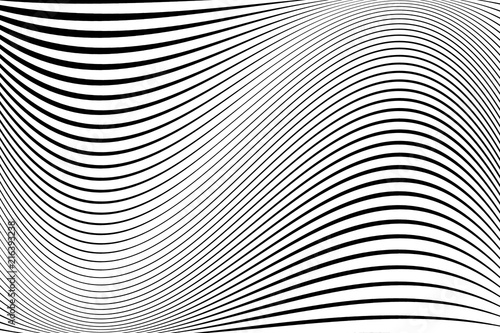 Abstract pattern.  Texture with wavy, billowy lines. Optical art background. Wave design black and white.