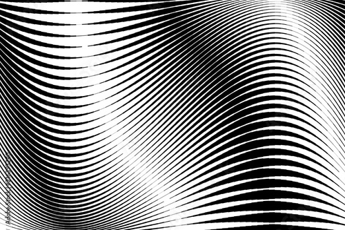 Abstract pattern.  Texture with wavy, billowy lines. Optical art background. Wave design black and white.