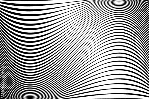Abstract pattern.  Texture with wavy, billowy lines. Optical art background. Wave design black and white.