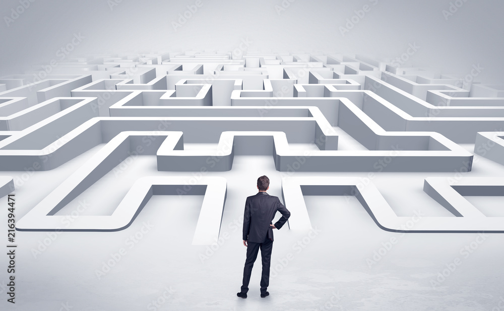Businessman getting ready to enter a 3D flat labyrinth concept
Businessman getting ready to enter a 3D flat labyrinth concept