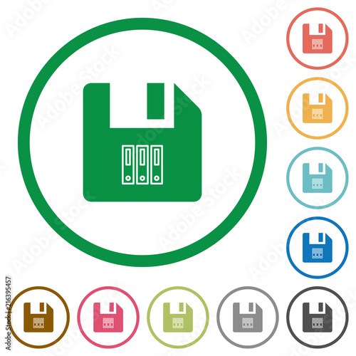Archive file flat icons with outlines