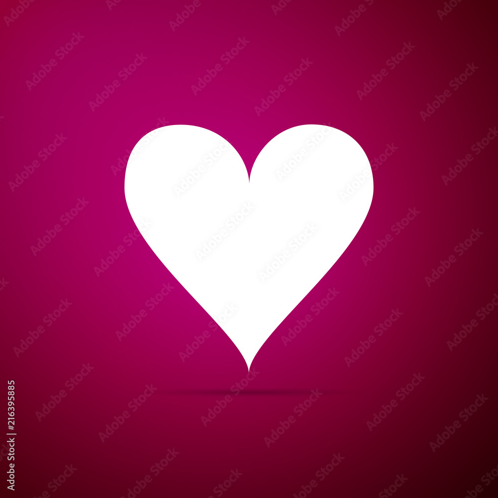 Heart icon isolated on purple background. Love symbol. Valentine's Day sign. Flat design. Vector Illustration