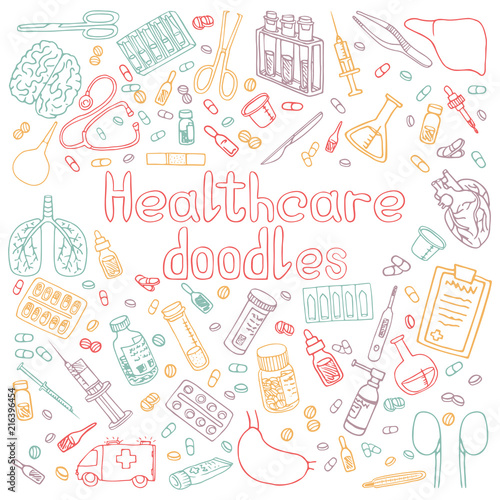 medecine doodles vector illustration