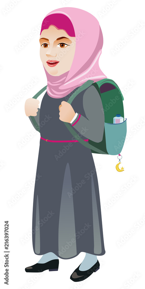 Schoolgirl with backpack on a white background Schoolgirl with backpack on a white background