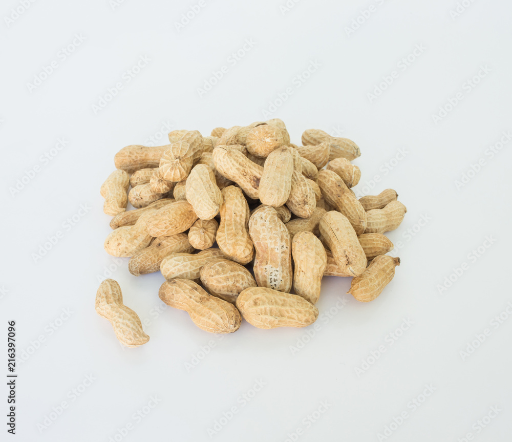 peanut in shell pile on white background peanut in shell pile on white background