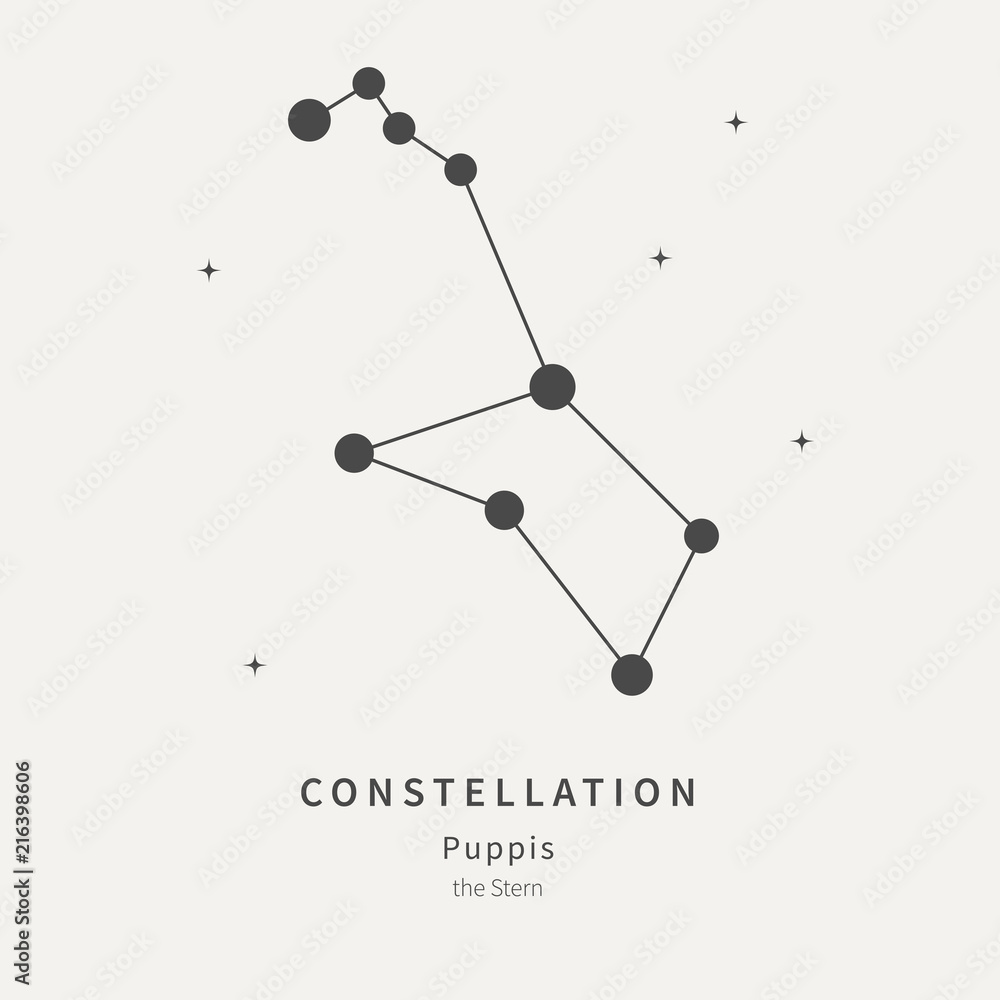 Fototapeta premium The Constellation Of Puppis. The Stern - linear icon. Vector illustration of the concept of astronomy.