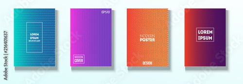 Minimal Covers, Vector Hipster Abstract Brands Design. Magenta, Cyan, Yellow Corporate Identity Blend Tech Halftones. Business Minimal Covers, Cool Retro Ad Music Party Poster Bright Gradient Stripes.