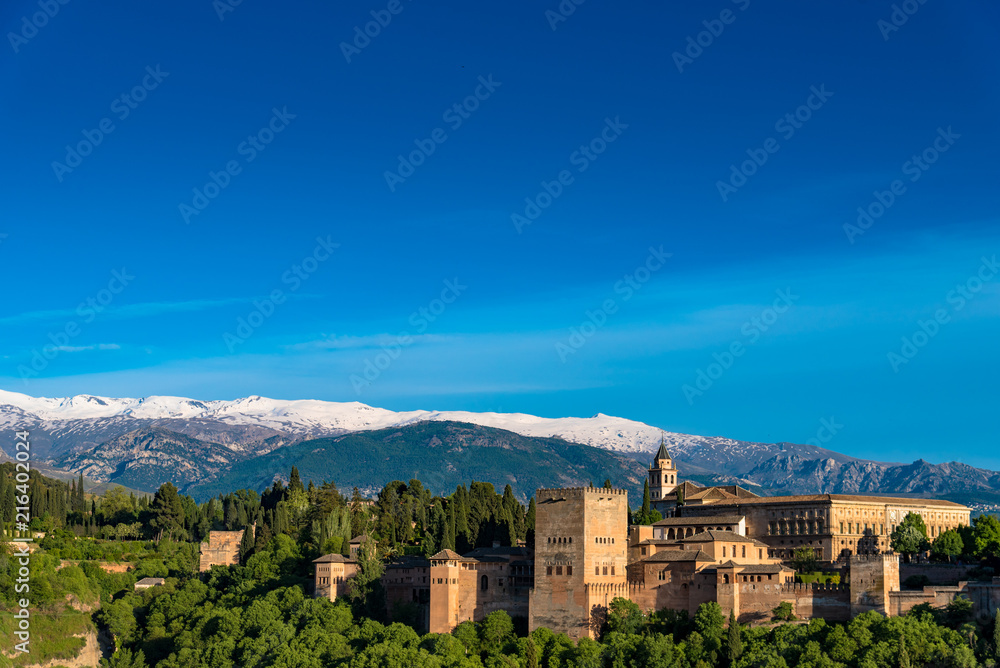 Fototapeta premium Le palais de la Alhambra de Granada et la Sierra Nevada
