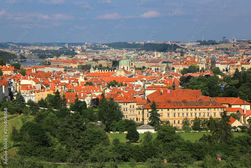 Panoramic view of Lesser Town (Mala Strana) in Prague, Czech Republic