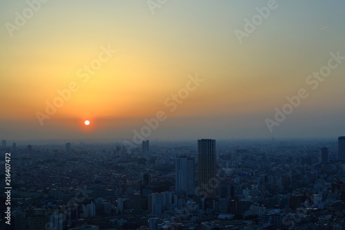 恵比寿からの夕陽 © Honda Hiroyuki