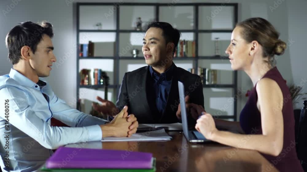 Business Colleagues, Team Discussing Business Plan, Working in Busy Office Business Colleagues, Team Discussing Business Plan, Working in Busy Office