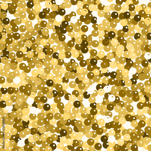 Glitter seamless texture. Admirable gold particles. Endless pattern made of sparkling spangles. Juic